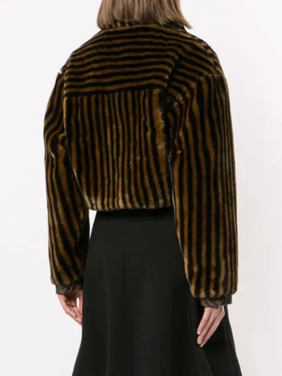 Pre-owned Fendi Striped Cropped Jacket In Brown