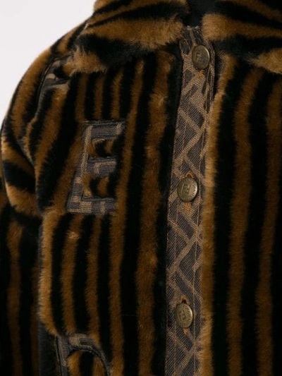 Pre-owned Fendi Striped Cropped Jacket In Brown