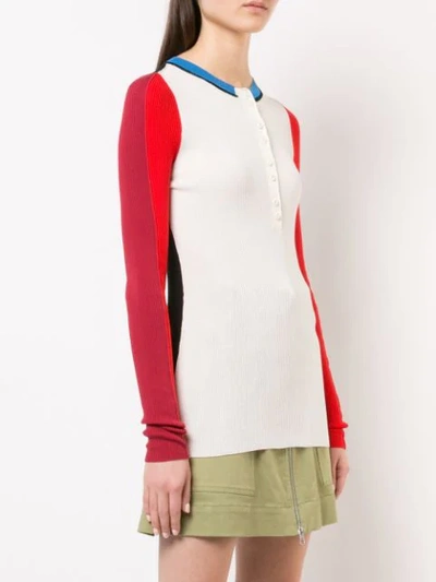 Shop Proenza Schouler Pswl Colorblock Knit Henley In White