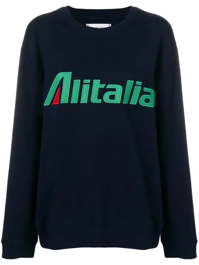 Shop Alberta Ferretti Alitalia Patch Sweatshirt In Blue