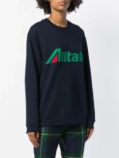 Shop Alberta Ferretti Alitalia Patch Sweatshirt In Blue