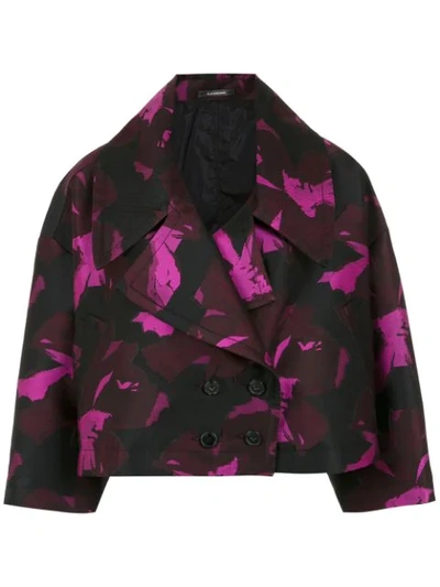 Shop À La Garçonne Floral Jacquard Cropped Coat In Pink