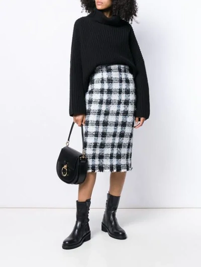 Shop Alexander Mcqueen Plaid Tweed Skirt In Black