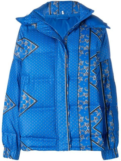 Shop Ganni Padded Paisley Print Jacket In Blue