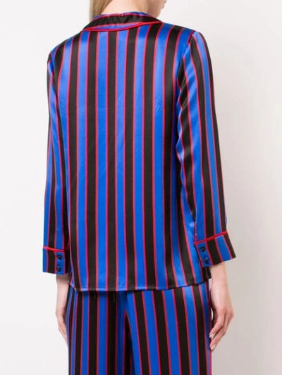 ALICE+OLIVIA STRIPED SILK NIGHTWEAR TOP - 蓝色