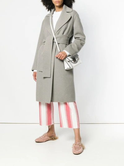 Shop Bottega Veneta Wrap Coat In Grey