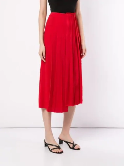 Shop Sonia Rykiel Asymmetric Pleated Skirt In Red