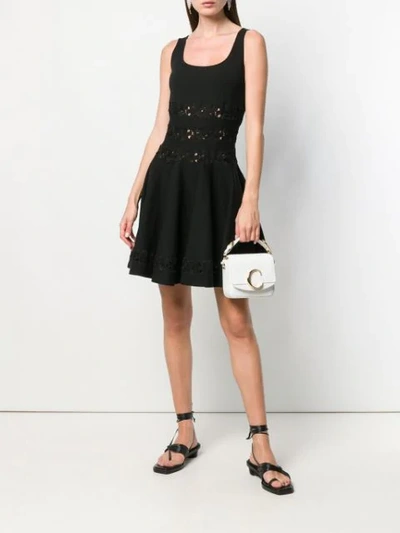 Shop Giambattista Valli Floral Embroidered Mini Dress In Black