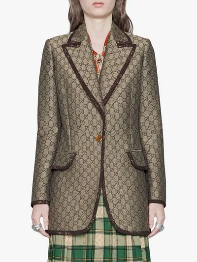 Shop Gucci Gg Wool Canvas Jacket In Neutrals ,brown