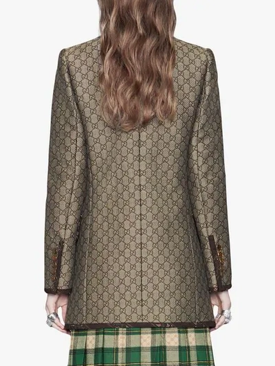 Shop Gucci Gg Wool Canvas Jacket In Neutrals ,brown