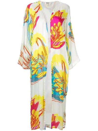 Shop All Things Mochi Abstract Floral Print Kimono In White