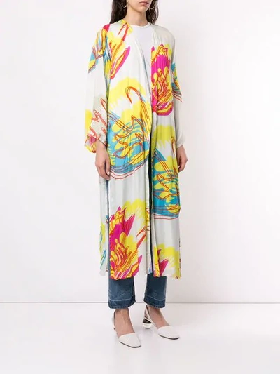Shop All Things Mochi Abstract Floral Print Kimono In White