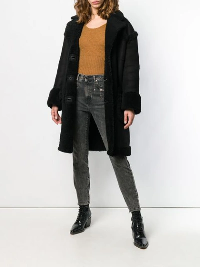 Shop Diesel Black Gold Lerever Leather Coat