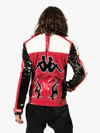 Shop Charm's X Kappa Faux Leather Biker Jacket In Red