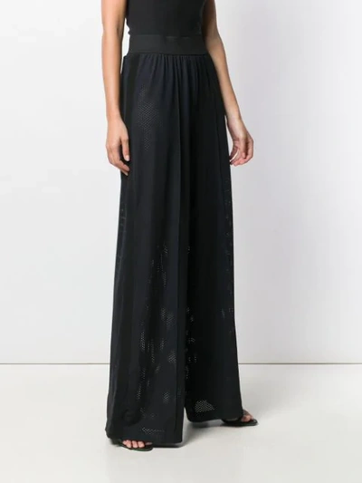 AMEN HIGH RISE MESH PALAZZO PANTS - 黑色