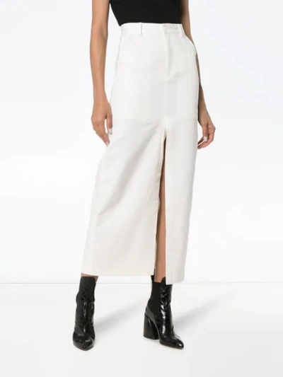 Shop Markoo Long-line Slit-front Skirt In White