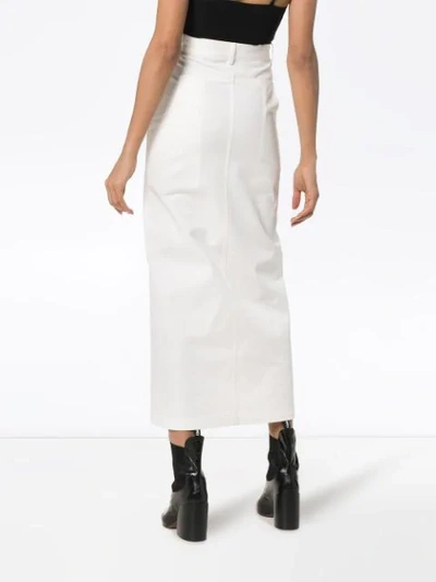 Shop Markoo Long-line Slit-front Skirt In White