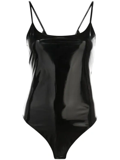 Shop Alix Patent Bodysuit In Black