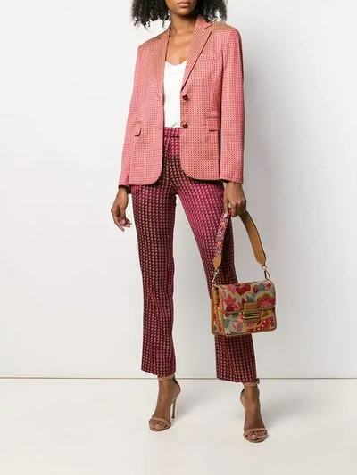 Shop Etro Printed Slim-fit Trousers In Pink