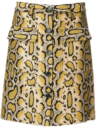 snakeskin-effect mini skirt