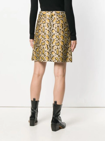 snakeskin-effect mini skirt