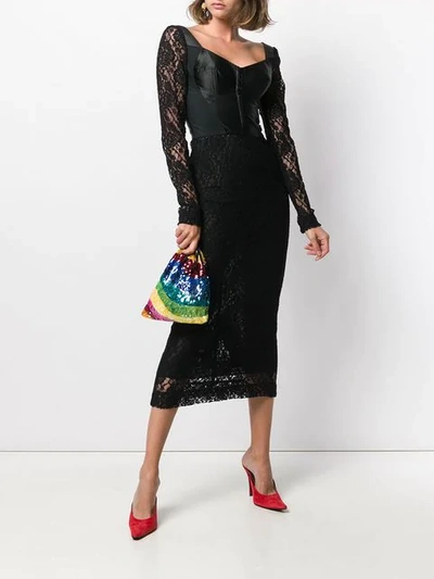 Shop Dolce & Gabbana Fitted Lace Dress In Black