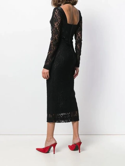 Shop Dolce & Gabbana Fitted Lace Dress In Black