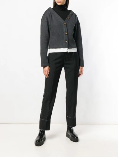 Shop Y's High Waisted Logo Stripe Trousers In Black