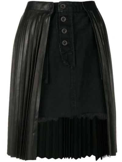 Shop Ben Taverniti Unravel Project Pleated Denim Skirt In Black