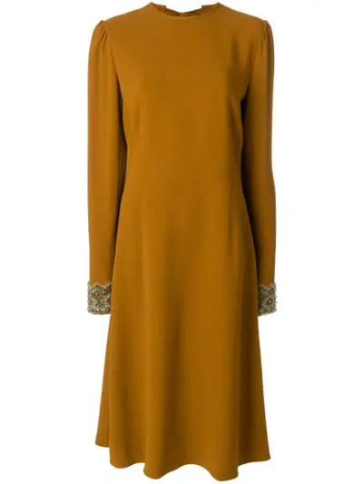 Shop Rochas Embellished Cuff Dress - Brown