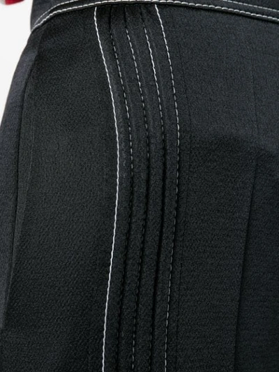 Shop Valentino Contrast-stitch Palazzo Pants In Black