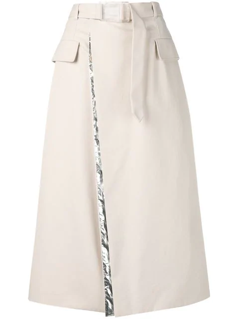 Maison Margiela Belted A-Line Skirt In Neutrals | ModeSens