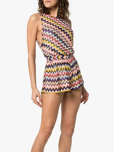 Shop Missoni Sleeveless Zigzag Print Playsuit In Multicolour