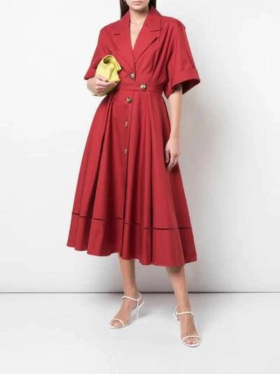 Shop Khaite Buttoned Flared Dress In Red
