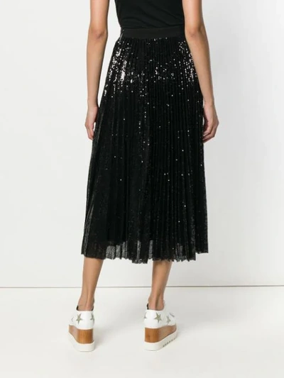 Shop Msgm Pleated Sequin Midi Skirt In Black