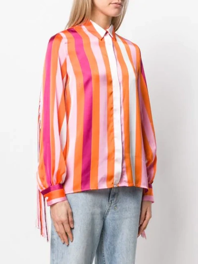 Shop Msgm Fringed Striped Shirt In Orange