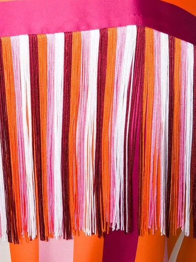 Shop Msgm Fringed Striped Shirt In Orange