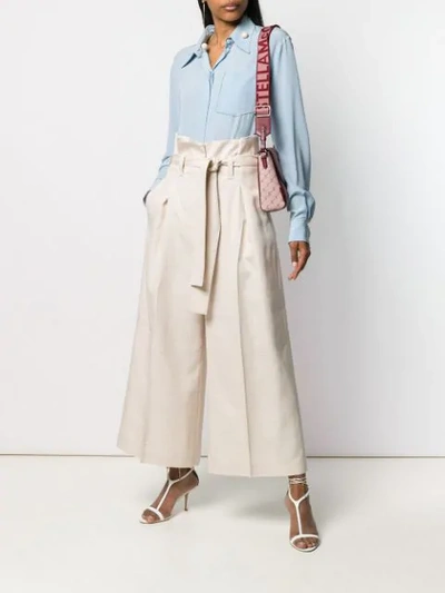 Shop Stella Mccartney Paperbag Cropped Trousers - Neutrals