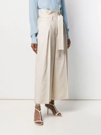 Shop Stella Mccartney Paperbag Cropped Trousers - Neutrals
