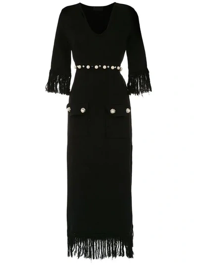 Shop Andrea Bogosian Long Knitted Dress In Black