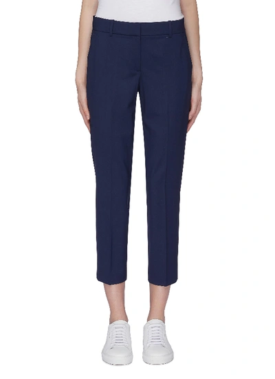 Shop Theory 'treeca' Cropped Wool Suiting Pants In Blue