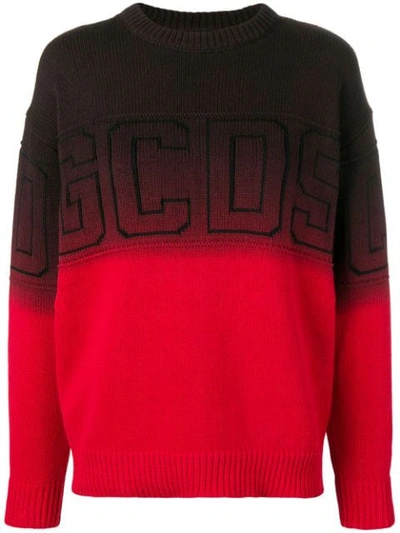 Shop Gcds Colour Block Knit Sweater - Red