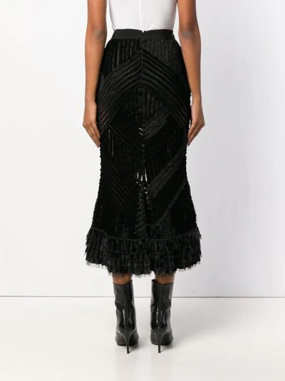 Shop Amen Ruched Panel Velvet Skirt In Black