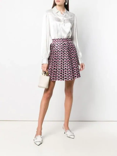 Shop Valentino Geometric Logo Pleated Skirt In Pink