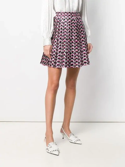 Shop Valentino Geometric Logo Pleated Skirt In Pink