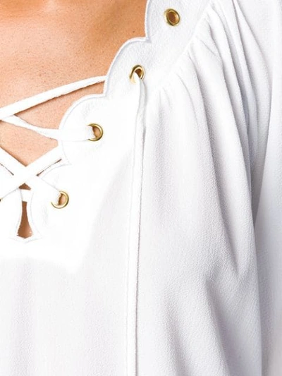 Shop Michael Michael Kors Scalloped Eyelet Blouse In White