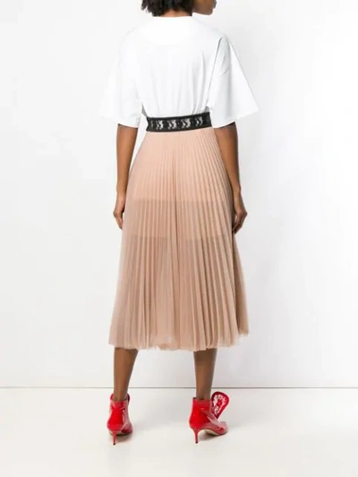 Shop Christopher Kane Lace Crotch Pleated Skirt In Neutrals
