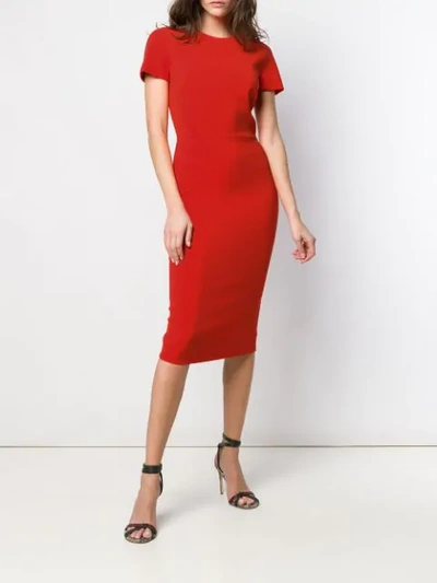 Shop Victoria Beckham Fitted T-shirt Dress In Red