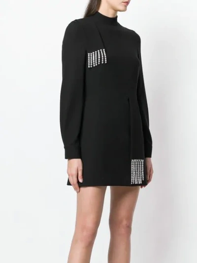 Shop Christopher Kane Crystal Crepe Mini Dress In Black