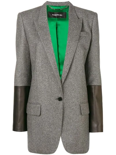 Shop Barbara Bui Contrast Sleeve Blazer In Grey